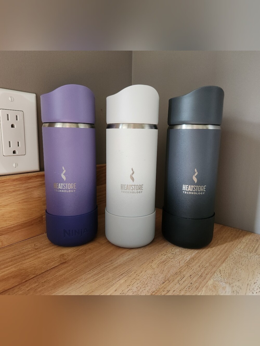 Ninja HeatStore Insulated Travel Mug - 16 Oz Purple, White, Gray Set Of 3